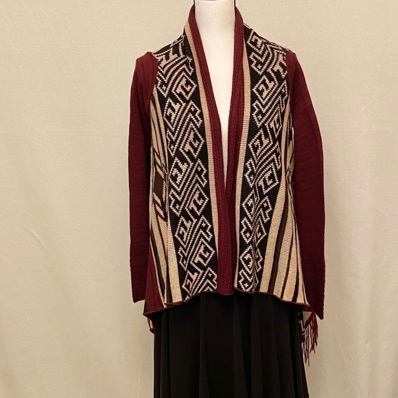 ALYA Aztec Cardigan Sweater Boho Womens Size Small Western Tribal Made In USA - Picture 1 of 3